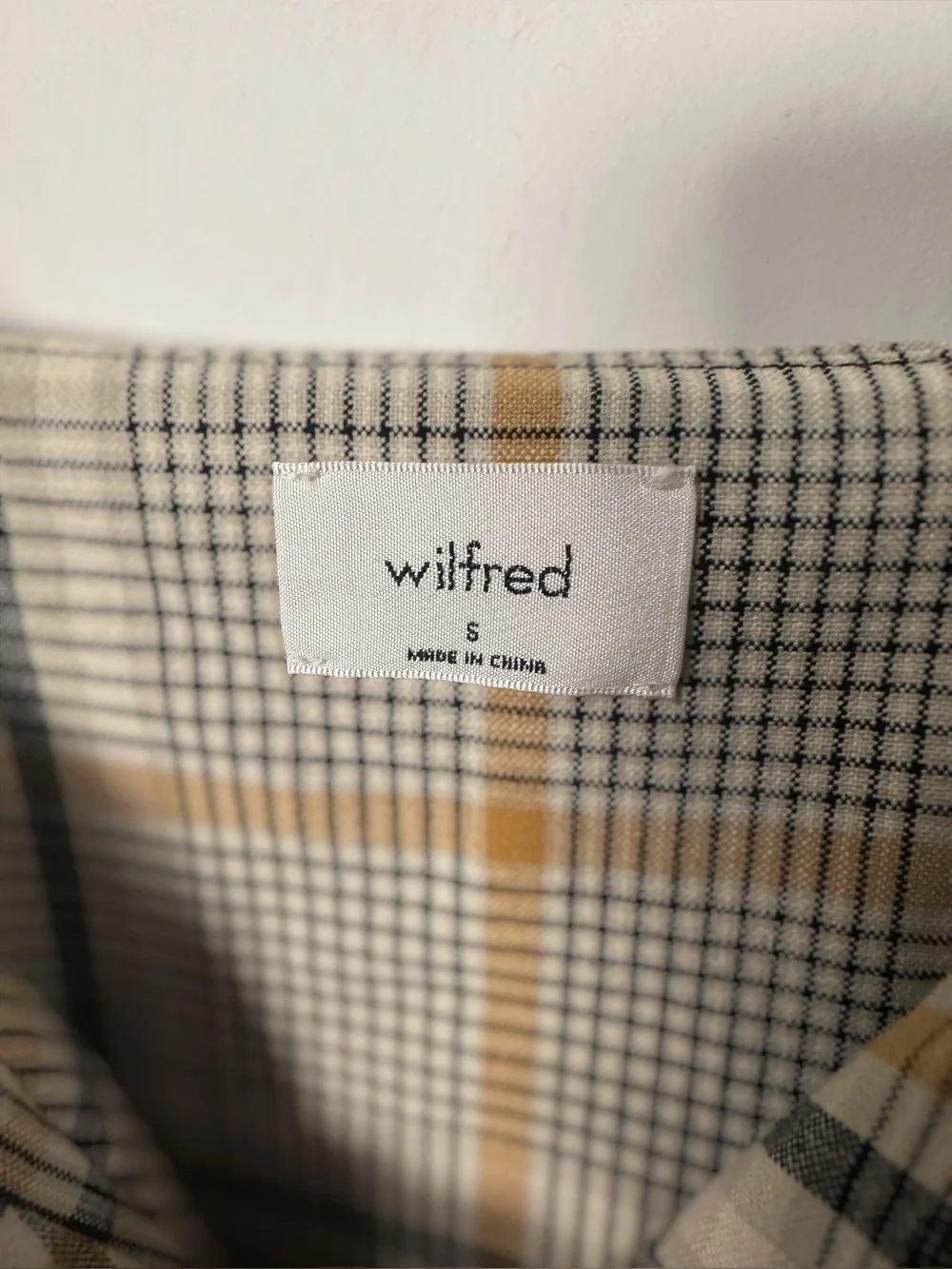 Aritzia Wilfred Plaid Mini Dress | Neutral Check Print | Size Small - Picture 6 of 7